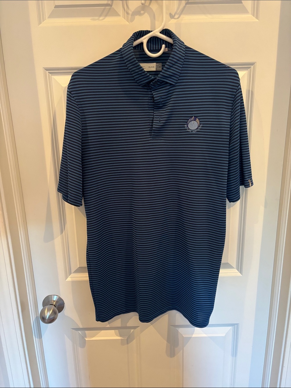 KJUS Men's Blue Striped Polo Shirt